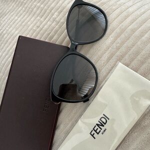 Fendi Black Women's Oversized Sunglasses with Branded Cloth